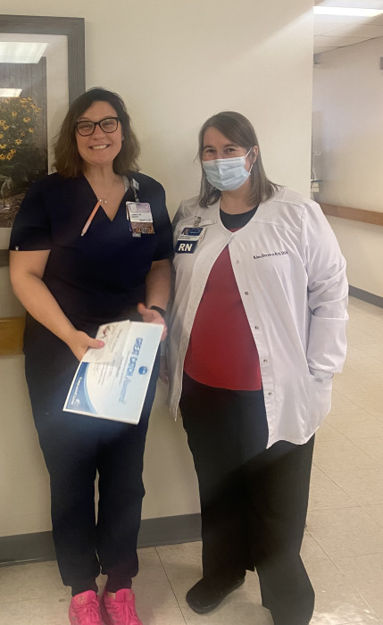 Carrie Nguyen RN, with Kim Brown, Unit Manager.
