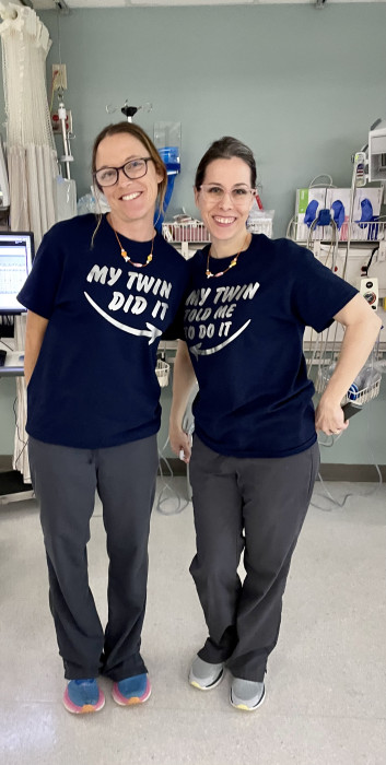 Twin Day. Mel Witten RN & Theresa Erb-Miller RN