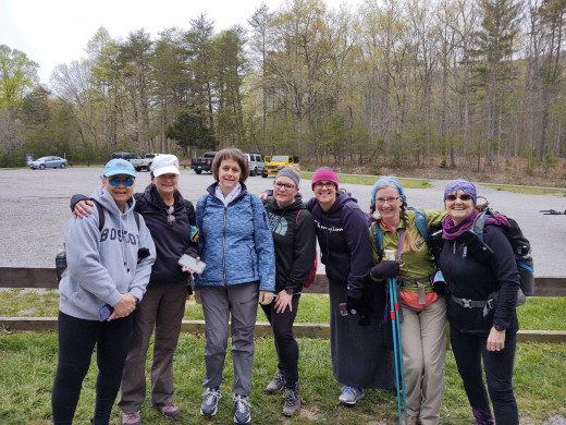 Third from the left, blue jacket.  Day hiking with the Ortho Coding Team.