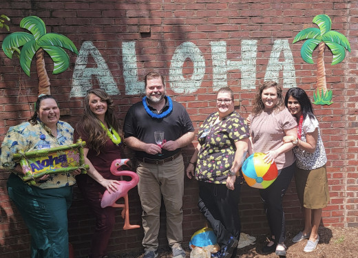 Pictured: Jamie Wray, Falyn Kinsey, Dr Billups, Andy Baskett, Kathryn Mabe, and Prasanti Pinnamaraju. 