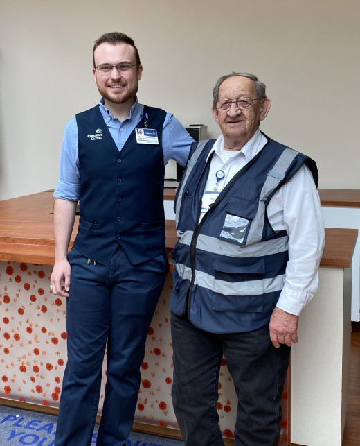 Zach and Russell ready to help visitors and patients at CNRVMC