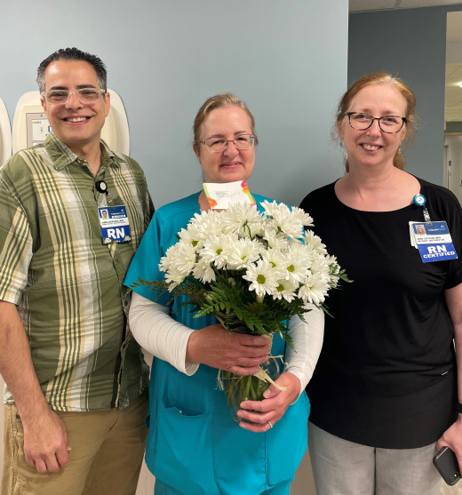 Linda Watson with James Ingrassia, Operations Manager  and Anne Cattigan, Interim Unit Director - 5 West