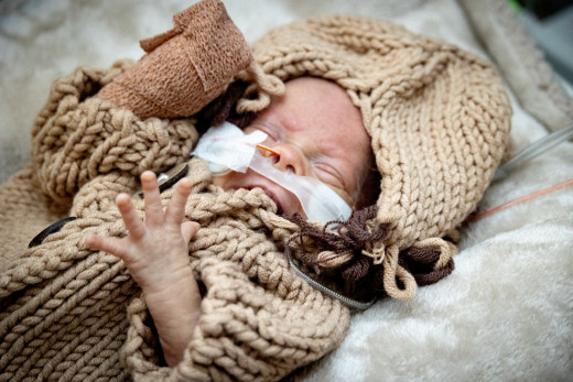 NICU patient dressed up for Halloween