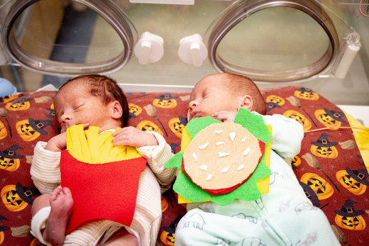NICU patient dressed up for Halloween