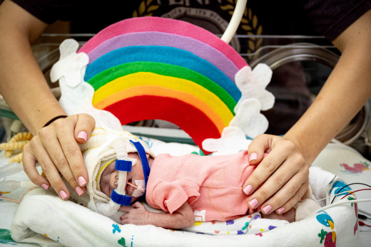 NICU patient dressed up for Halloween