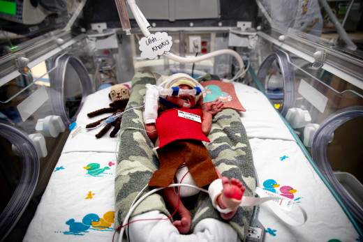 NICU patient dressed up for Halloween
