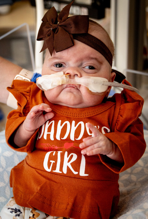 NICU patient dressed up for Halloween