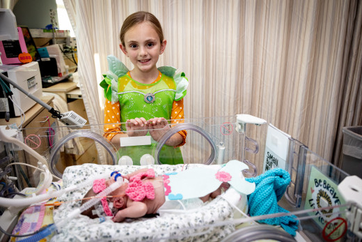 NICU patient dressed up for Halloween
