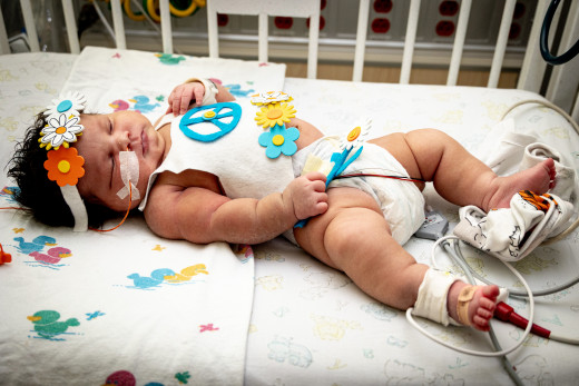 NICU patient dressed up for Halloween