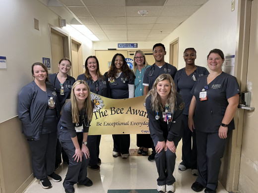 Jordyn Scott with Fellow Nursing Students and Ferrum Professor