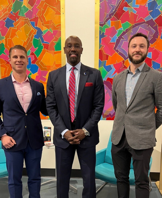Pictured: Matt Churchill (outgoing Board Chair), Richmond Vincent (CEO), and Aaron Boush (incoming Board Chair)