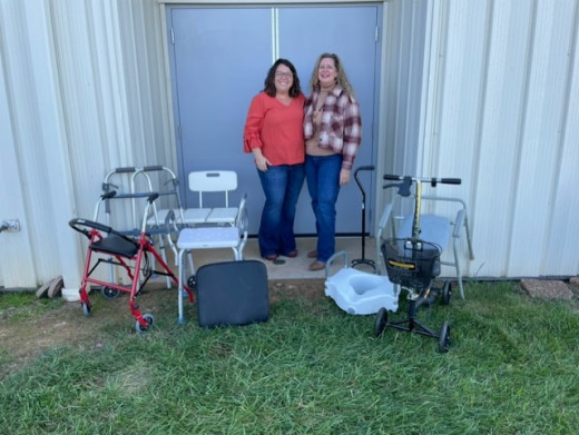 equipment loan locker Meg Carter, PT and Emily Brush, PT