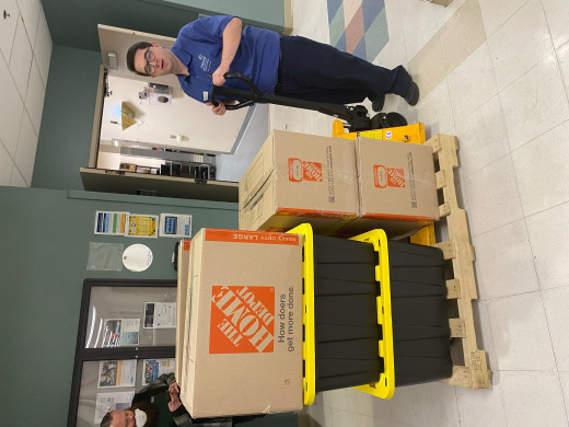 Maintenance Tech Nick Shaffer helps with the clean out!