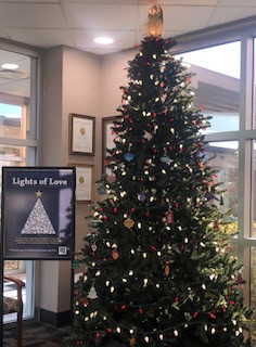 Our Lights Of Love tree located in the main lobby at CFMH