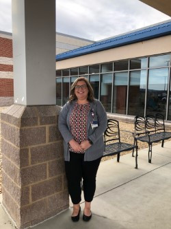 Kristin Johnson, GMAP specialist standing outside of Carilion Giles Community Hospital