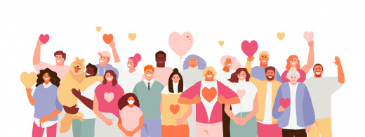 stock illustration of a group of happy people