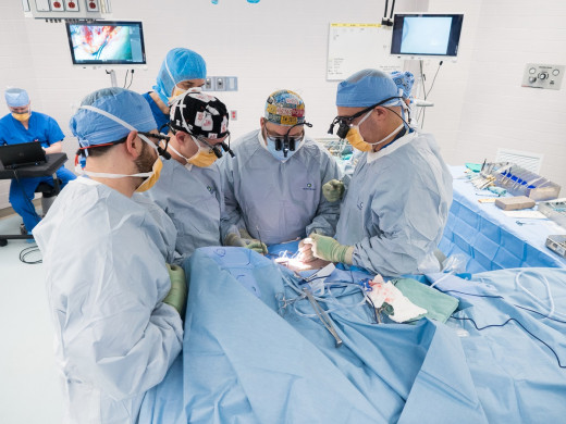 Carilion Clinic Orthopaedic surgical team performing brachial plexus surgery with fellow and resident 