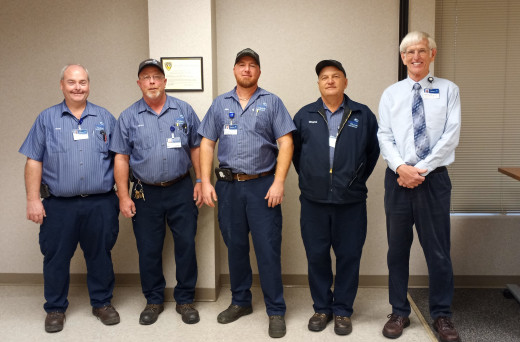 CFMH Maintenance Team. From left to right: Dean Rakes, James Hinley, Mike Doss, Wayne Scott, Mark Kaldahl
