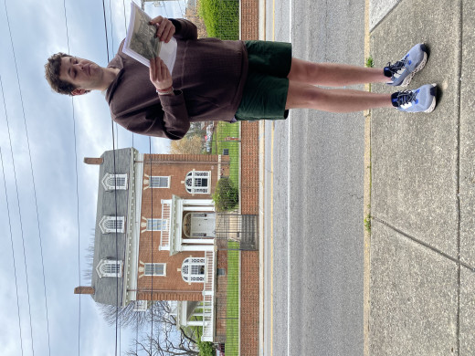 Ethan Lawrence, a Roanoke College senior and intern in our corporate archive, shares his research on the Fralin House as part of a walking tour earlier this week.