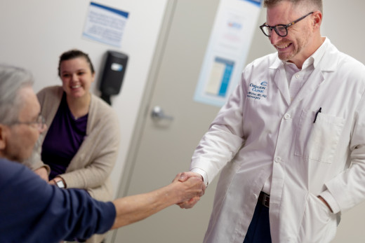 Dr. Witcher and patient Joe Santos, Vinton.