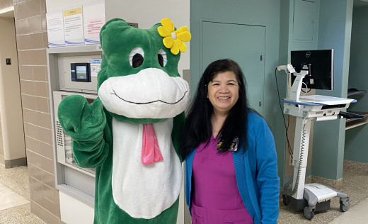 Paddy the Frog and CRMH staff