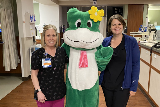 Paddy the Frog and CRMH staff