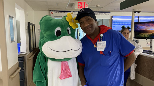 Paddy the Frog and CRMH staff