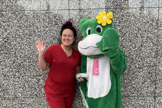 Paddy the Frog and CRMH staff