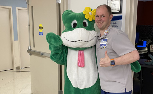 Paddy the Frog and CRMH staff