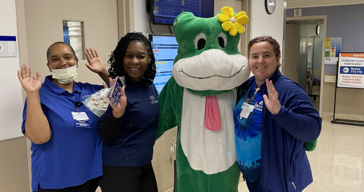 Paddy the Frog and CRMH staff