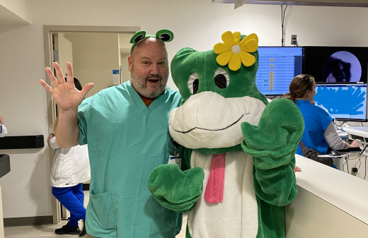 Paddy the Frog and CRMH staff