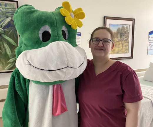 Paddy the Frog and CRMH staff