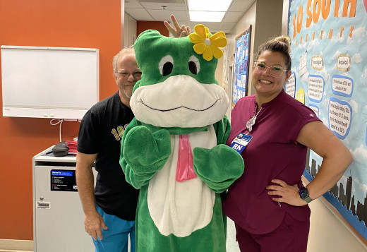 Paddy the Frog and CRMH staff