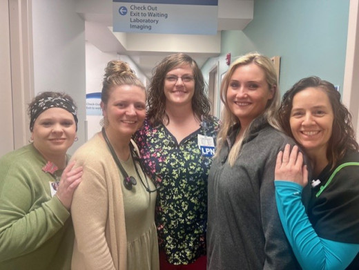 Left-Right: Jeanette Goad LPN, Keri McGrady NP, Burgandy Bobbitt LPN, Katie Tally PA, Robin Lindamood LPN