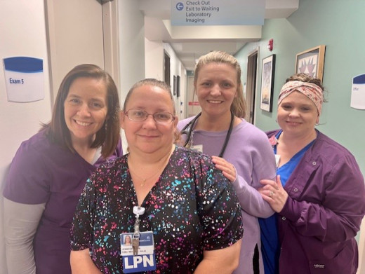 Left-Right: Robin Lindamood LPN, Jennifer Jaime LPN, Keri McGrady NP, Jeanette Goad LPN 