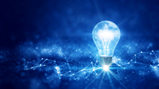 light bulb against blue background