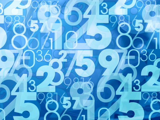 numbers on a blue background