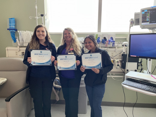 Megan Miller RN CTL, Melissa Wright RN, Gabirelle Castro - Great Catch Award - 4 South PACU