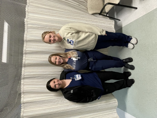 Group photo, left to right Jessica Shrewsbury, CTL/Preceptor, 4S PACU, Sara Worley, Charge Nurse, 6S PACU, and Becca St. Clair, bedside nurse, 4S PACU