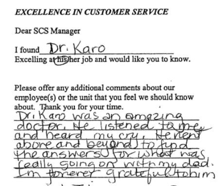 Dr Nick Karo #2 Card from Patient