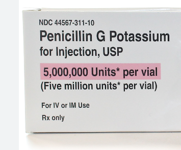 Vial of Penicillin G Potassium for injection