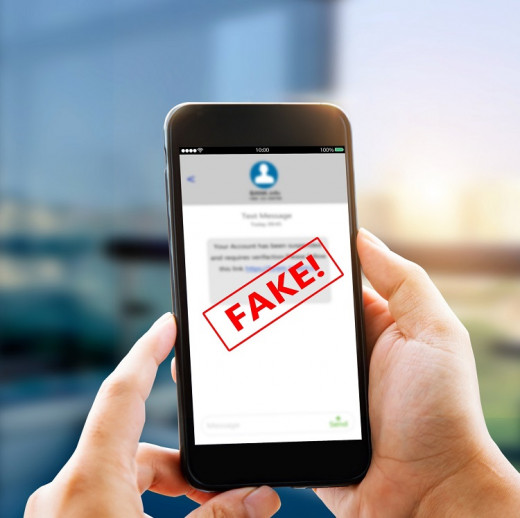 text message with the word "fake" in front of it