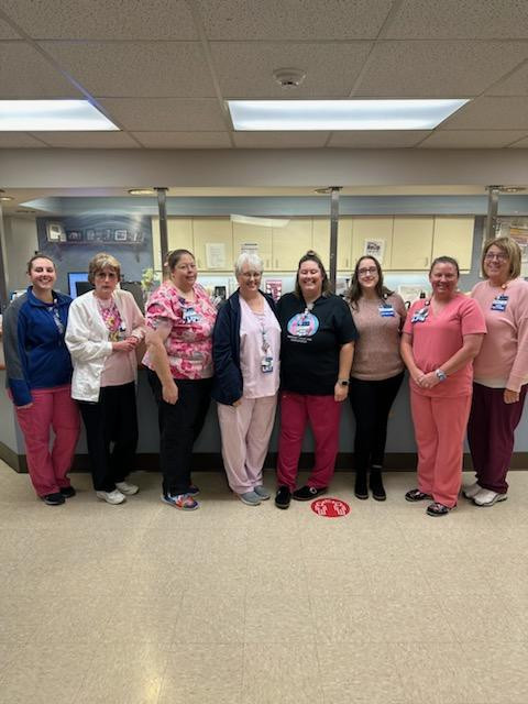 Miranda Jones, MOT, Sharon Effler, MLT, Amber Hovencamp, LPN, Dorothy Farris, LPN, Jamie Frazier, RN CTL, Helen Coceano, MD, Santana Bell, LPN, Jennifer Tarter, NP (left to right)