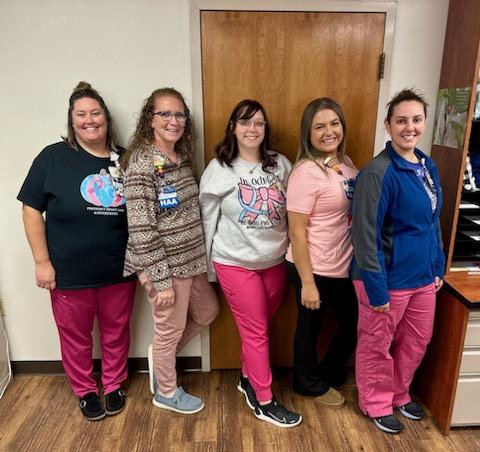 Jamie Frazier, RN CTL, Trish Richardson, HAA, Amber Lowe, MOT, Kiera Hatcher, HAA, Miranda Jones, MOT (left to right)
