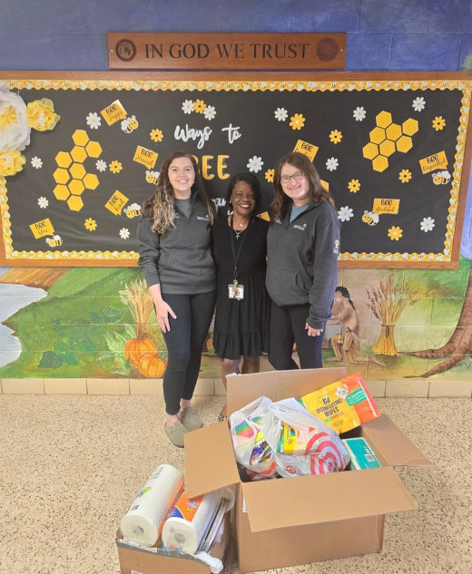 Megan Miller RN CTL, Mrs. Lee Moneta Elementary Principle, & Jessica Wygal CA. 