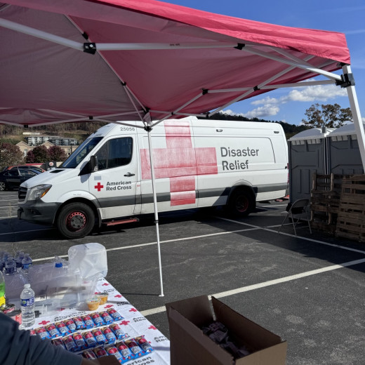 The Red Cross & Supplies for surrounding Asheville residents due to the devastation of Hurricane Helen