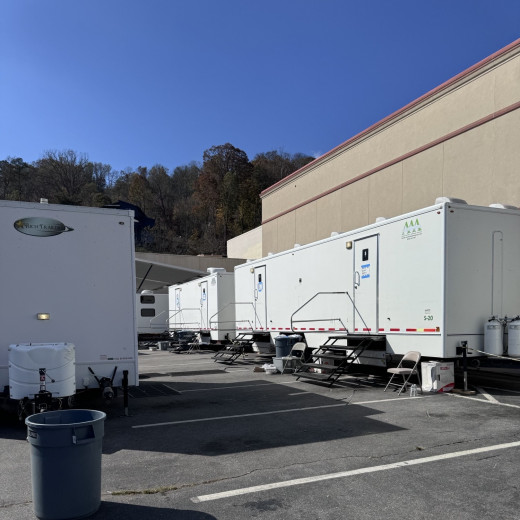 Mobile bathrooms for Asheville residents due to the devastation of Hurricane Helen