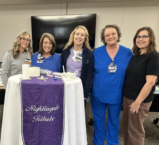 CNRV nurses participate in leading a Nightingale Tribute to honor a colleague who passed away.