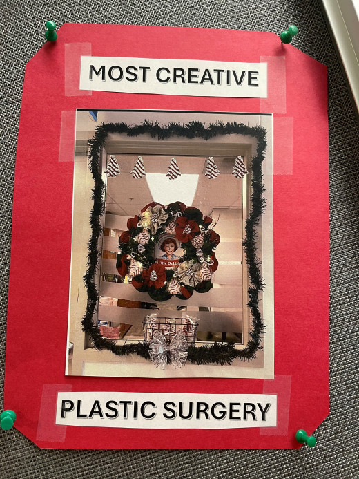 Christmas wreath contest winner Plastic Surgery MOST CREATIVE