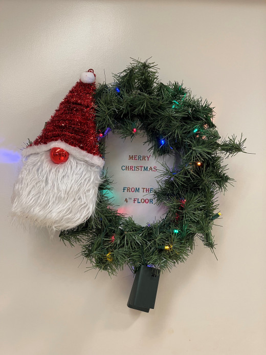 4th floor Patient Access Christmas Wreath entry